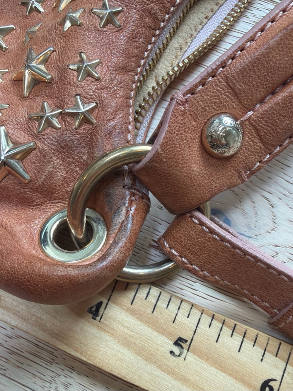 Jimmy Choo Brown Leather Star-Stud Crossbody Bag - Picture 14 of 14